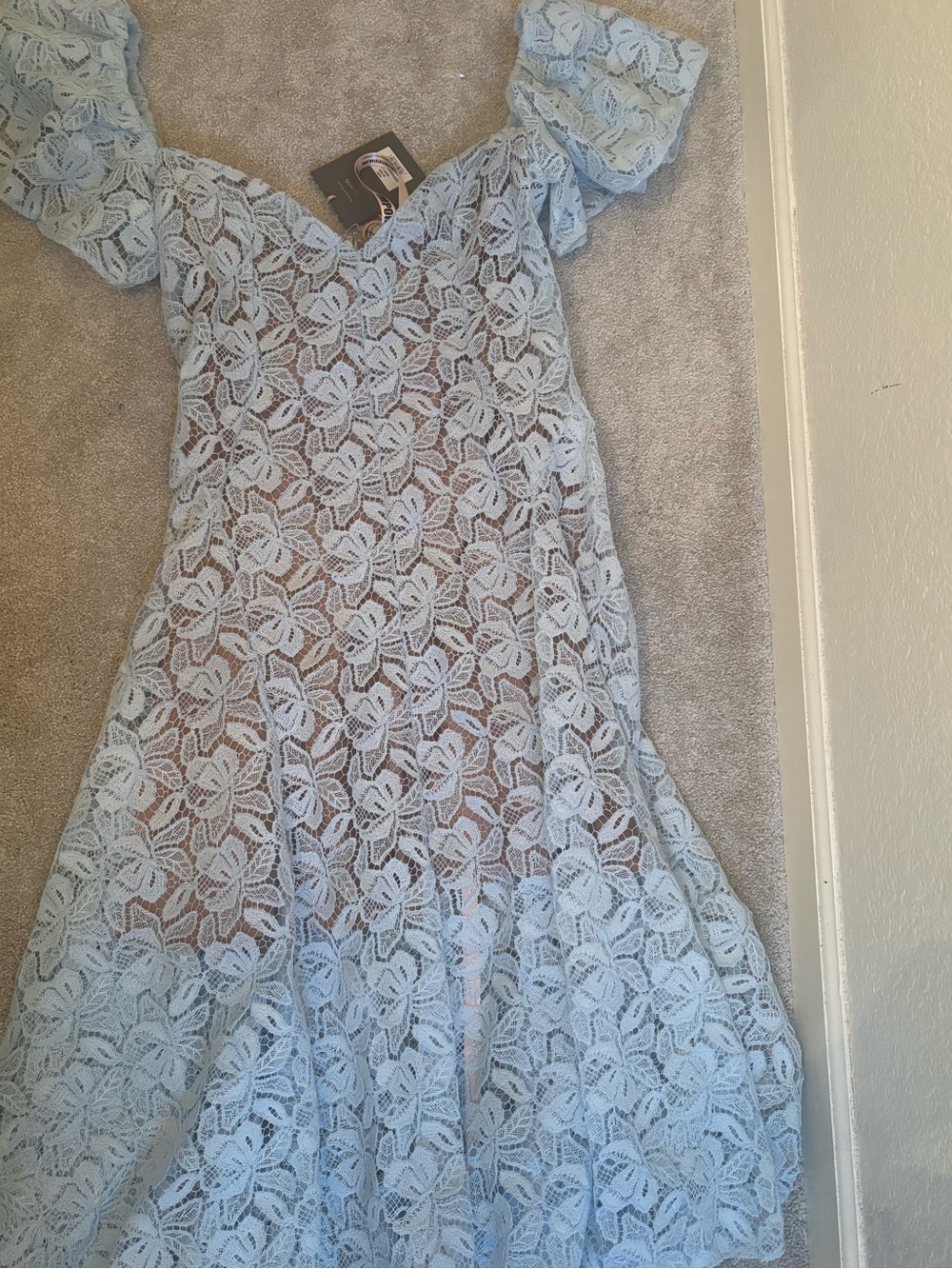 House of CB Light Blue Lace Midi Dress - Picture 3 of 5